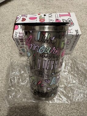 Mary Kay Stainless Steel Tumbler with Pink, Blue and Black Accents